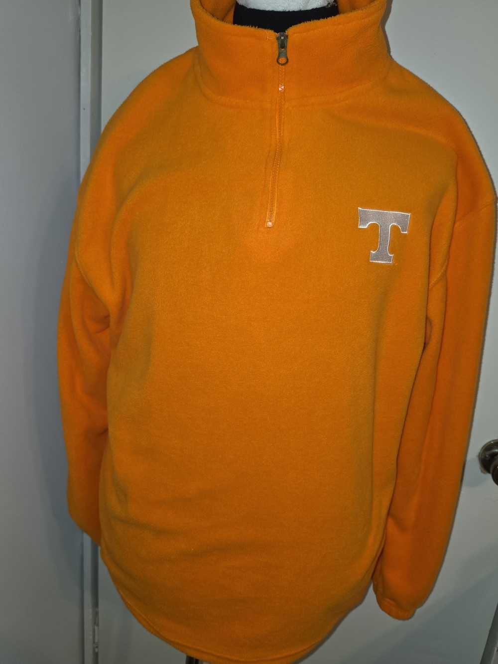 Men's Orange Quarter-Zip Fleece Pullover with Embroidered 'T'